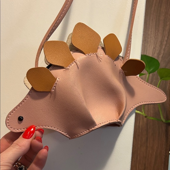 Mini Dinosaur Purse | Blush Pink Novelty Crossbody Bag - Picture 3 of 5